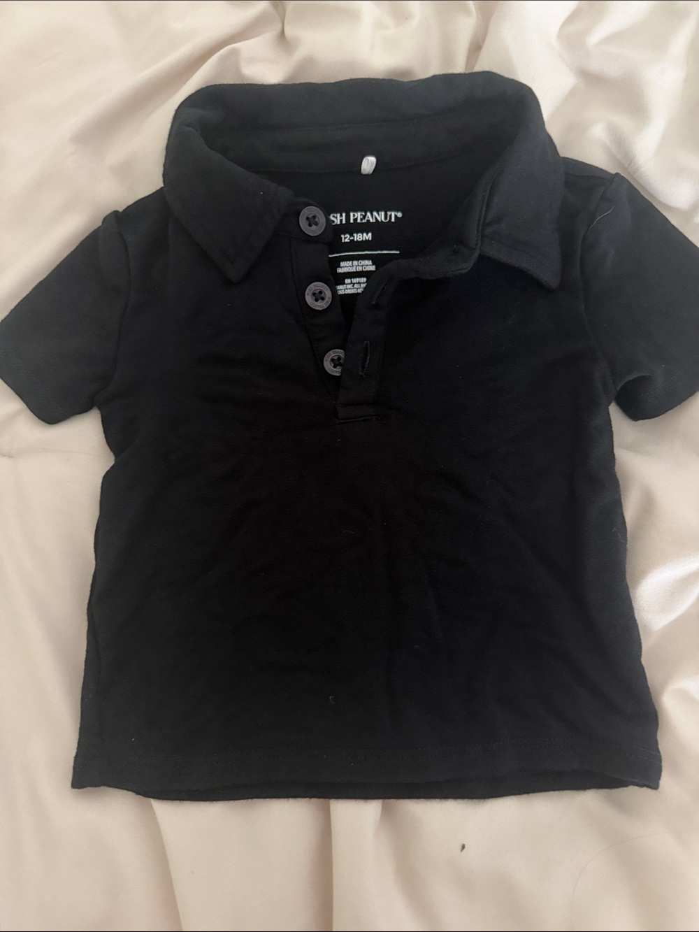 Posh Peanut Black Short Sleeve Polo for Kids